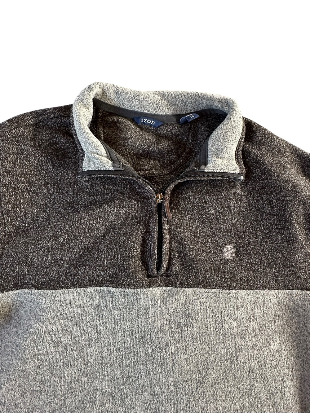 Izod Two-Tone Half-Zip Pullover - Dark Gray & Light Gray Large - Picture 2 of 13